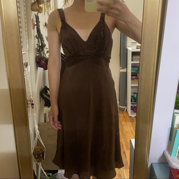 BCBGMaxAzria Brown Silk Classic Dress - Picture 2 of 7